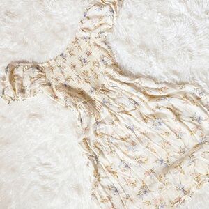 Puff Sleeve Cream Floral Dress